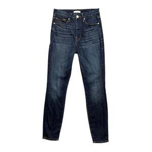Good American Jeans Womens 4/27 Dark Blue Denim Whiskered High Rise Tapered